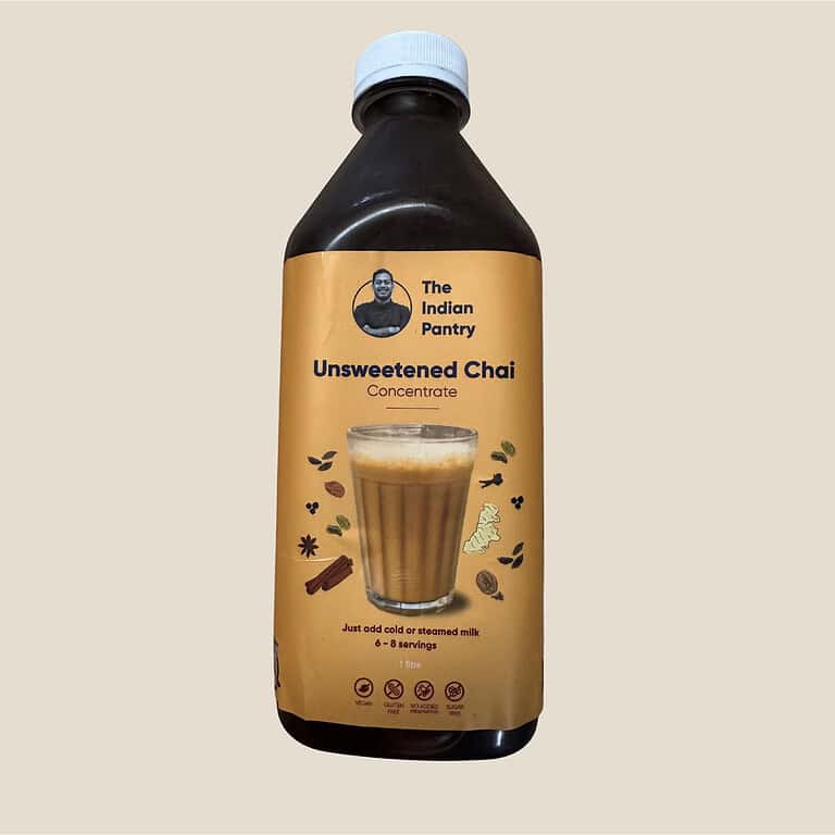 Rich brewed chai concentrate, perfect for making authentic Indian chai at home, just add milk. Vegan, gluten-free, no added sugar, ideal for 6-8 servings.